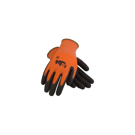 Pip G-TEK CR, HI-VIS ORN. POLYKORSHELL, DD BLK. NITRILE, EN5, PK 72 16-340OR/M
